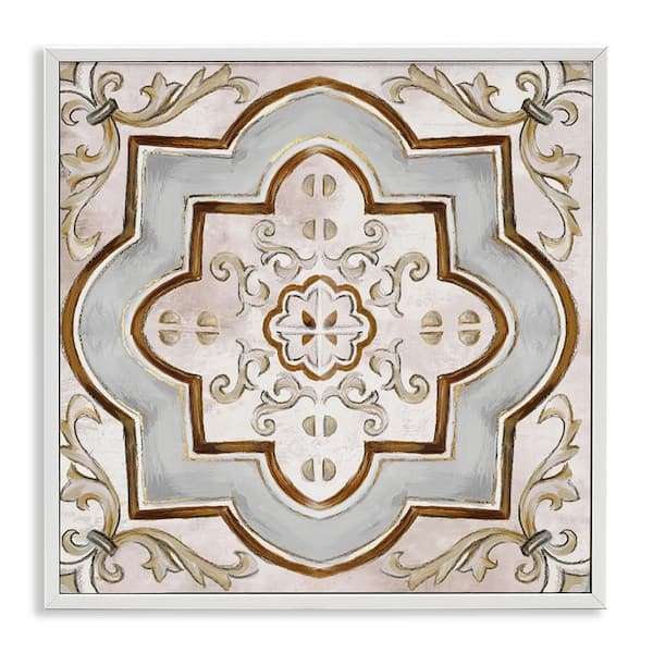 Stupell Industries Traditional Symmetrical Tile by Eli Jones White Framed Abstract Giclee Art Print 12 in. x 12 in.