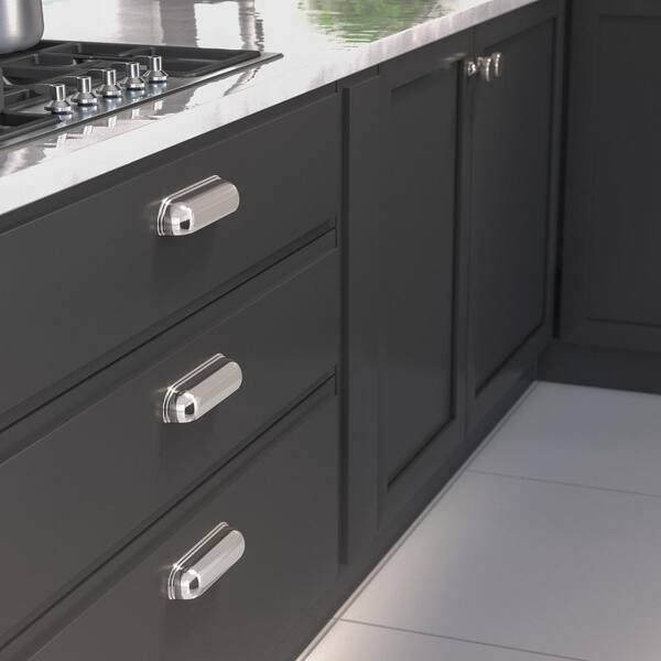 Cupboard 1 of Door Cup Handle for Kitchen Draw ~ Polished Nickel ~ 128 mm 