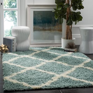 Dallas Shag Light Blue/Ivory 4 ft. x 6 ft. Geometric Area Rug