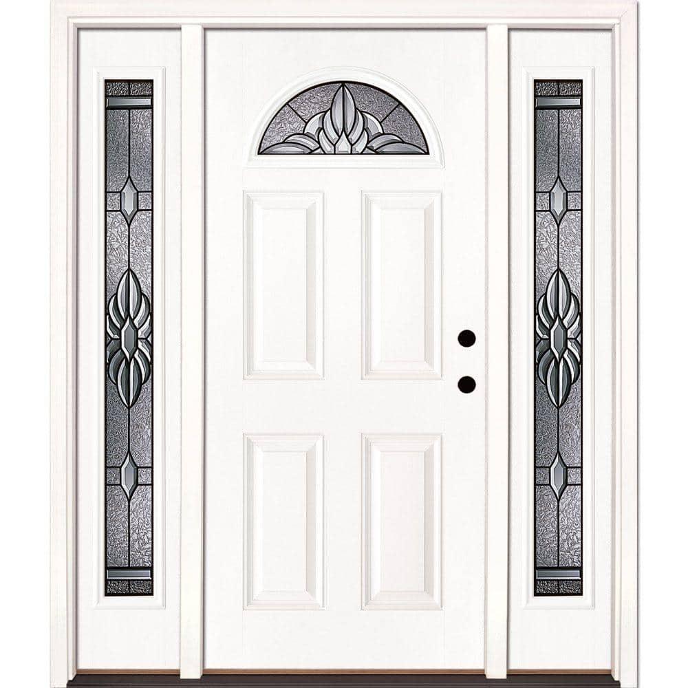 67.5 in. x 81.625 in. Sapphire Patina Fan Lite Unfinished Smooth Left-Hand 