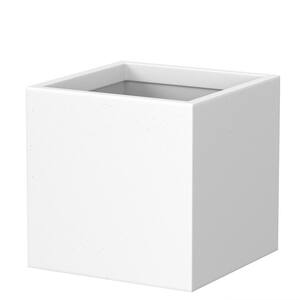 Modern 10 in. H Large Tall Crisp White Concrete Square Outdoor Planter Plant Pots