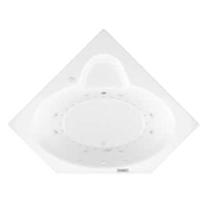 Malachite Diamond 82 in L x 62 in W Acrylic Corner Drop-in Whirlpool Air Bathtub in White