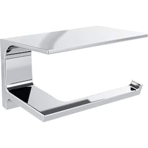 Pivotal Wall Mount Single Post Toilet Paper Holder with Shelf Bath Hardware Accessory in Polished Chrome