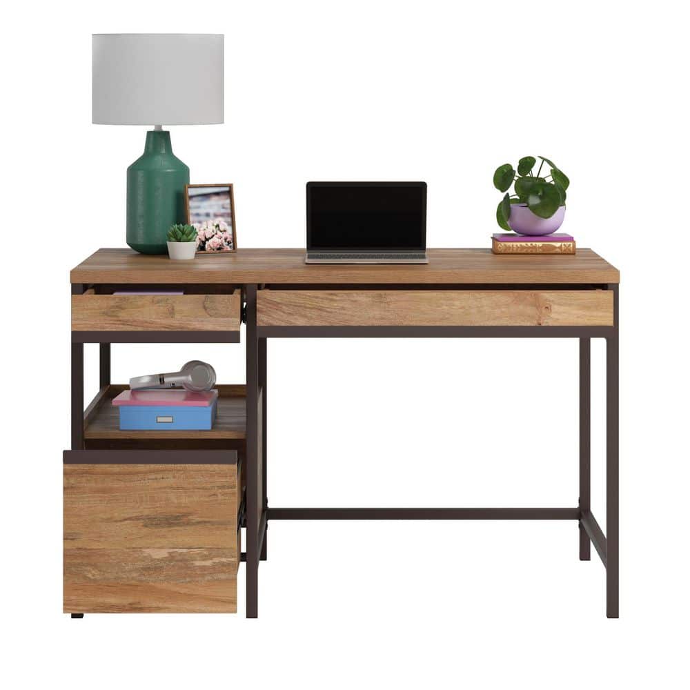 Sindoori Mango Wood Desk with Filing Cabinet and Drawers