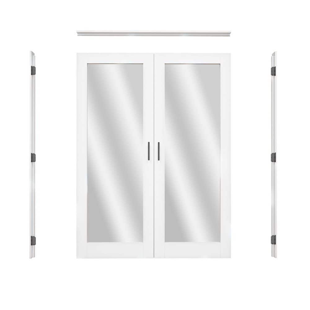 64 in. x 80 in. 1-Lite Mirrored Glass Universal White Solid Core Glass French Bi-fold Door +Separate Jamb and Ball Catch price history on PriceWatchPro