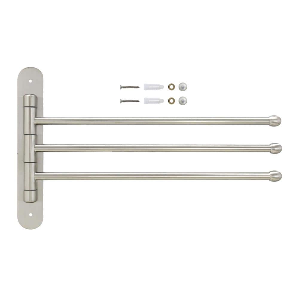 15'' Satin Nickel Triple Swing Arm Towel Bar