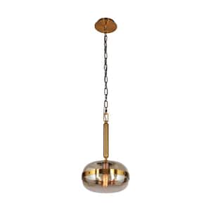Nottingham 1-Light Ancient Brass Mini Pendant with Champagne Tinted Glass Orbs