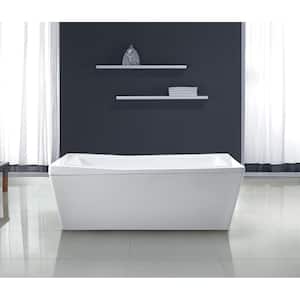 Amelia 69 in. Acrylic Flatbottom Non-Whirlpool Bathtub in White and Faucet Combo in Chrome