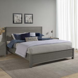 Arlington Distract Grey Solid Wood Frame King Size Panel Bed Dual Height Slat Option