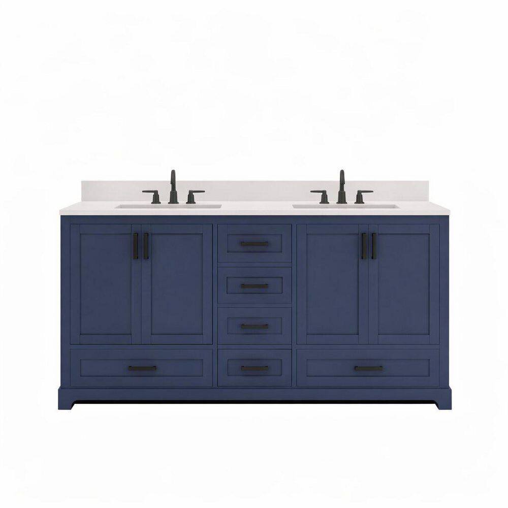 Maya 60 in. Double Sink Freestanding Navy Blue Bath Vanity with White Quartz Top Assembled price history on PriceWatchPro
