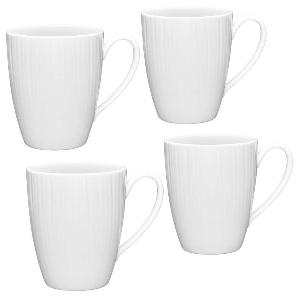 Noritake Conifere White Porcelain Mugs (Set of 4) 12 oz -  1708-484D