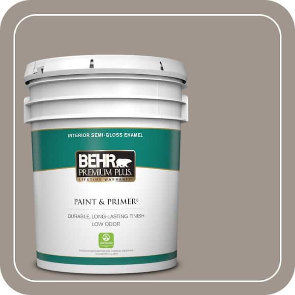 BEHR PREMIUM PLUS 5 gal. #PPF-31 Pebbled Path Semi-Gloss Enamel Low Odor Interior Paint & Primer