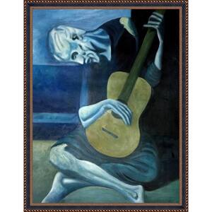 Old Guitarist by Pablo Picasso Verona Black and Gold Braid Framed People Oil Painting Art Print 40.75 in. x 52.75 in.