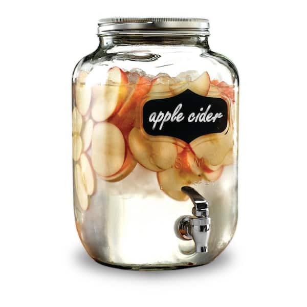 Circleware Yorkshire 2 Gal. Clear Glass Beverage Dispenser with Chalkboard Panel