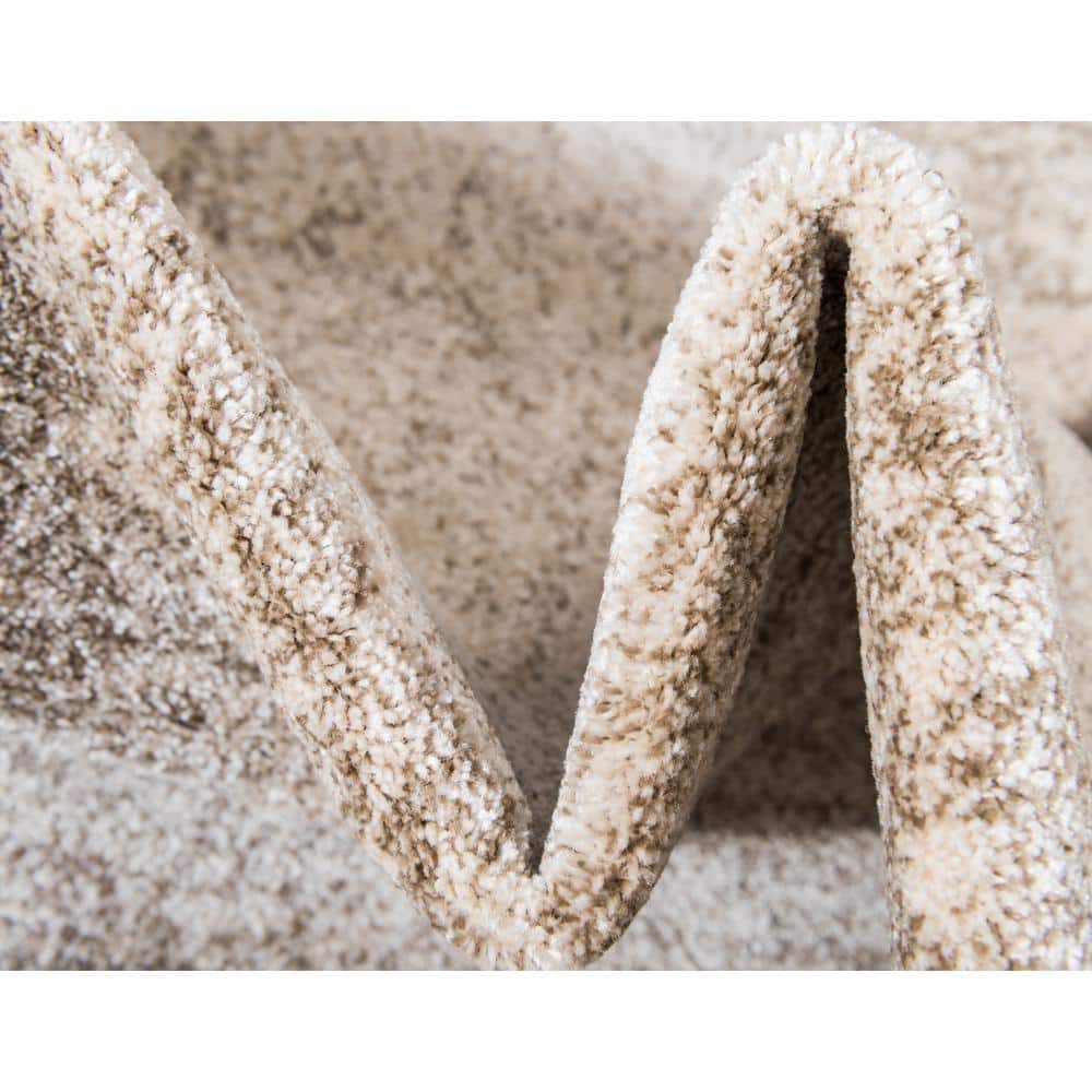 Modern Bone Beige Rectangular Tufted Area Rug, 10' x 13'