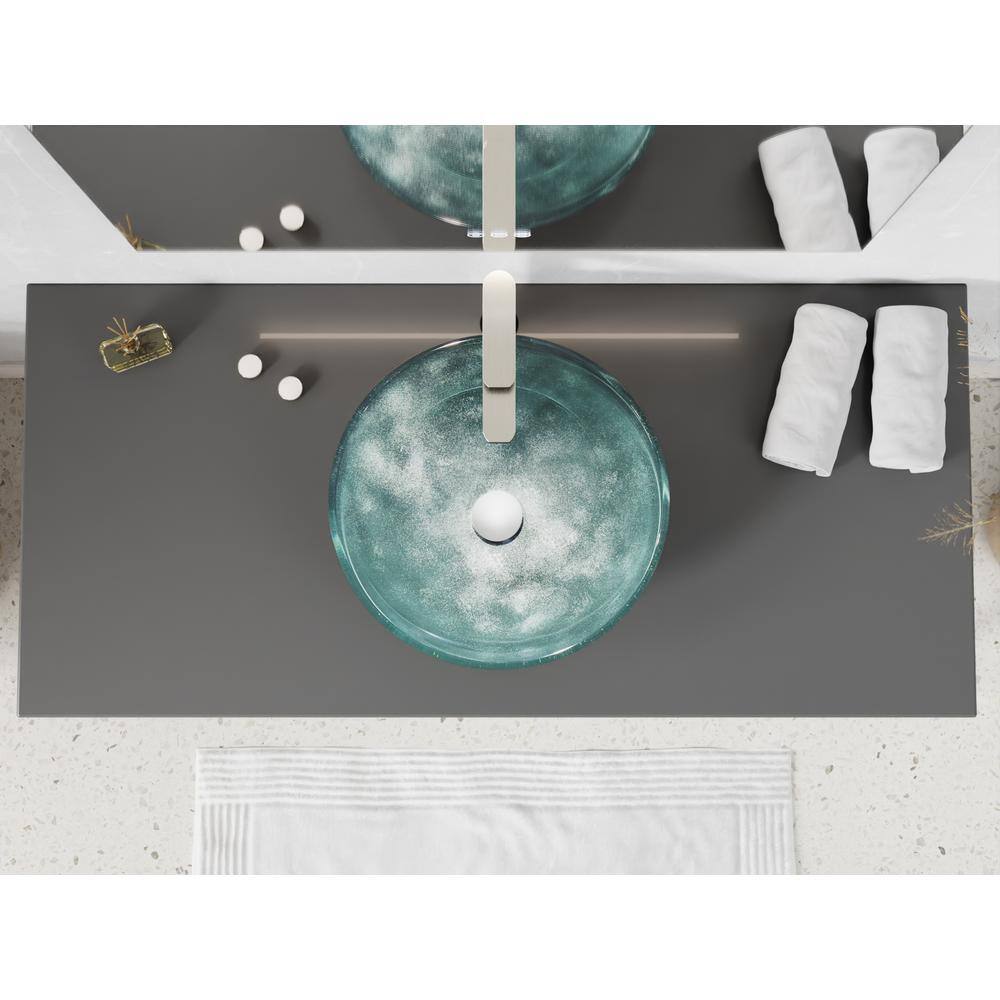 Belissima 16.5'' Stellar Grey Glass Round Vessel Sink