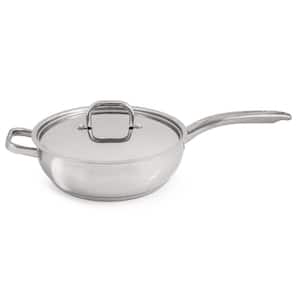 Belly Shape 9.5 in. 18/10 Stainless Steel Deep Skillet With SS Lid 3.2Qt.