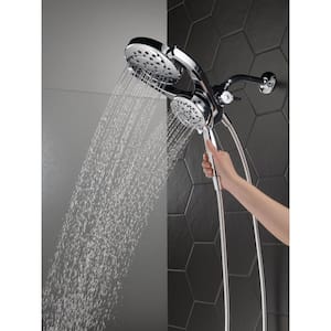 HydroRain 4-Spray Patterns 1.75 GPM 6 in. Wall Mount Dual Shower Heads in Chrome