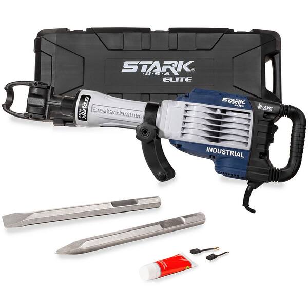 Stark Elite 1200-Watt SDS-Max Corded Variable Speed Jack Demolition Hammer with AVC Handle 2 Chisel Bits and Hard Case