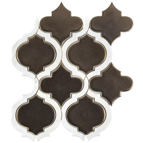Ivy Hill Tile Delphi Arabesque Metallic Copper 3 in. x 0.39 in. Glazed Ceramic Mosaic Tile Sample