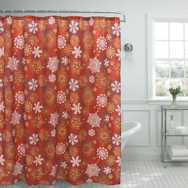 Creative Home Ideas Snowflakes Christmas 70 in. x 72 in. Shower Curtain