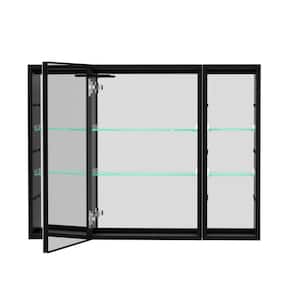 40 in. W x 30 in. H Rectangular Black Aluminum Surface Mount Medicine Cabinet with Mirror