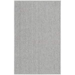 Textured Home Ivory Grey 2 ft. x 4 ft. Solid Geometric Contemporary Area Rug