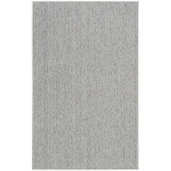 Nourison Textured Home Ivory doormat 2 ft. x 4 ft. Solid Geometric Contemporary Area Rug