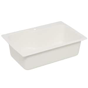 Drop-In/Undermount Solid Surface 33 in. 1-Hole Single Bowl Kitchen Sink in White