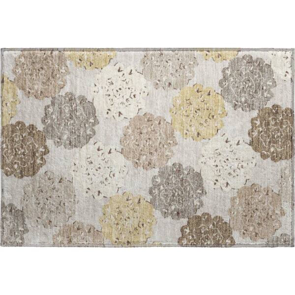 Mayfield Premium Machine Washable Abstract AMF2353 Pearl 2 ft. x 3 ft. Accent Rug