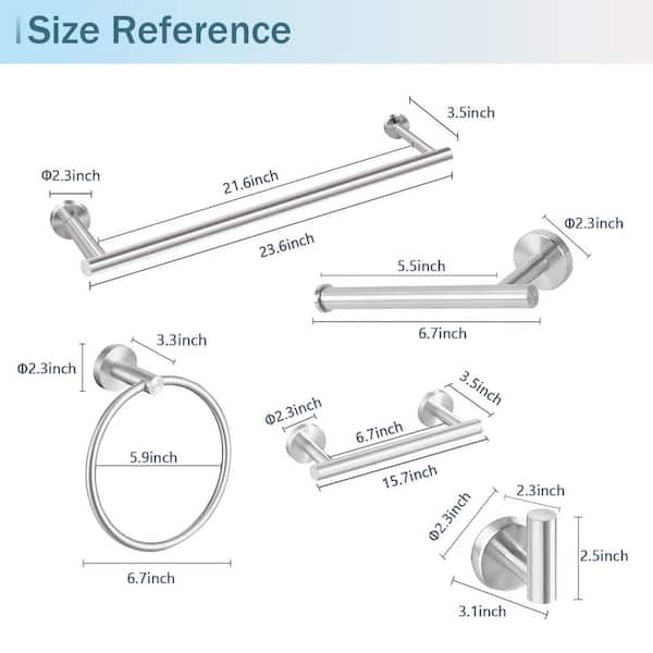 10-Piece Bath Hardware Set Included 24 in. Towel bar, Towel Ring, Toilet Paper Holder and Robe Hook in Brushed Nickel