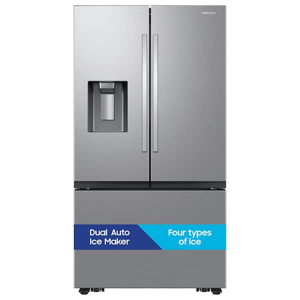 31 cu. ft. Mega Capacity Standard Depth 3-Door French Door Refrigerator in Stainless Steel with Four Types of Ice