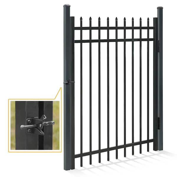 Fencer Wire 4 ft. x 5 ft. Pointed Pinnacle Anti-Rust Metal Fence Gate, Decorative Garden Gate (Single set)