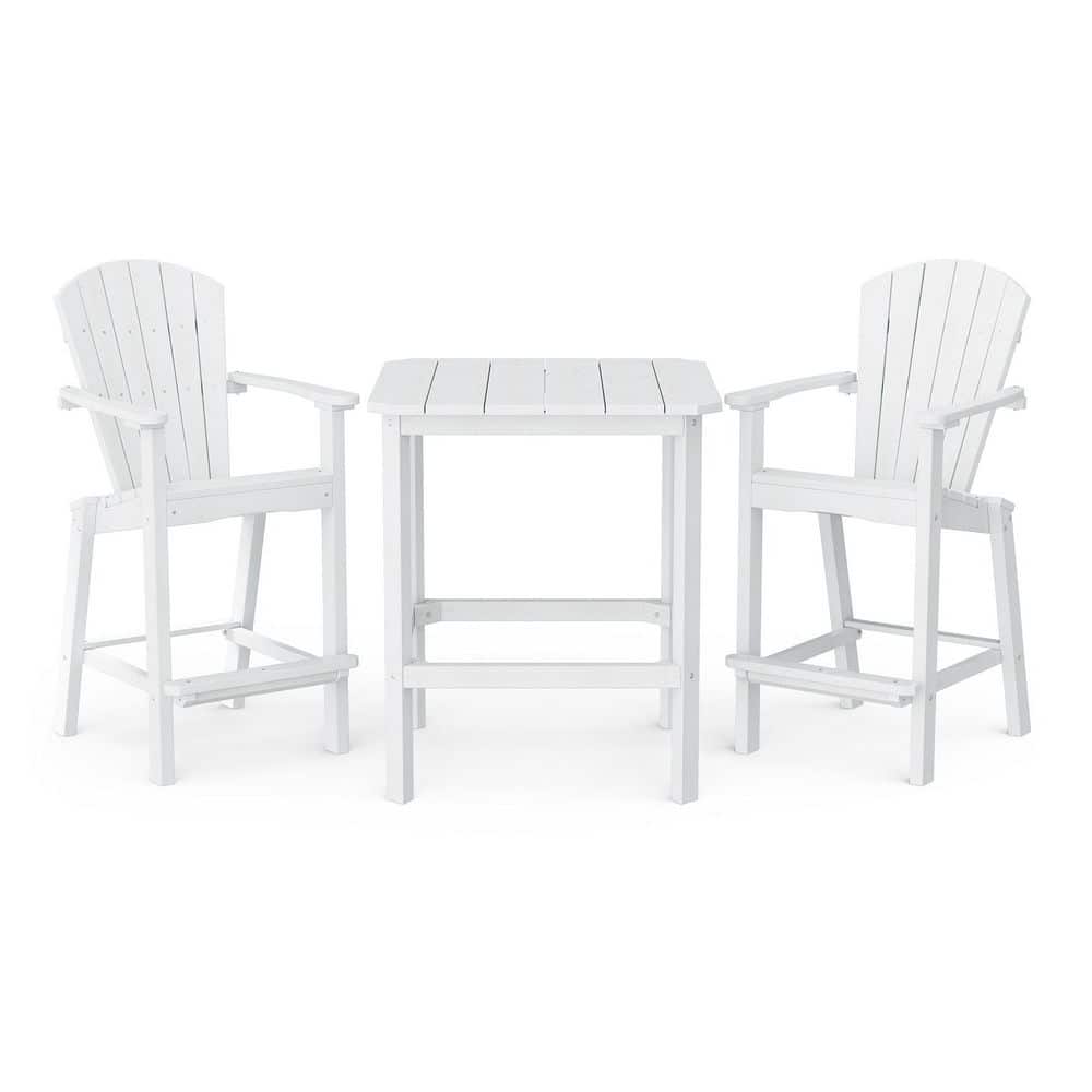 Classic 3-Piece White HDPE Plastic Outdoor Patio Bar Set price history on PriceWatchPro