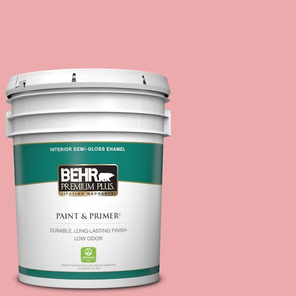 BEHR PREMIUM PLUS 5 gal. #140C-3 Hibiscus Petal Semi-Gloss Enamel Low Odor Interior Paint & Primer