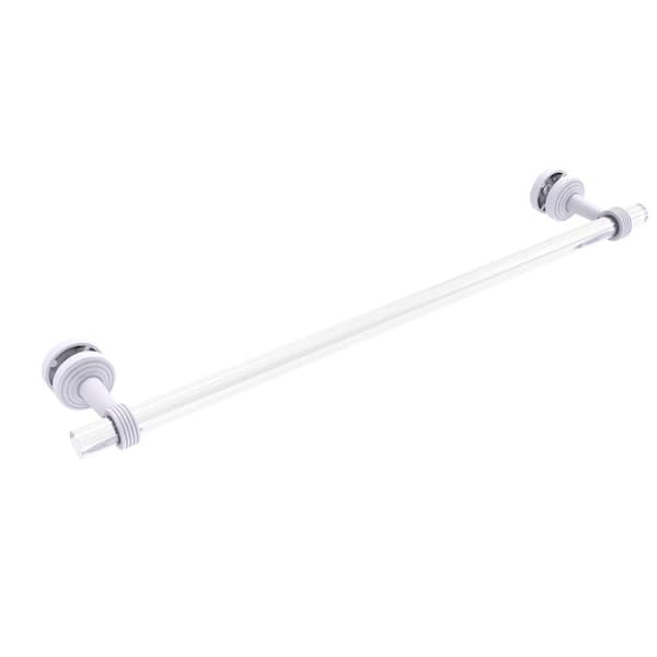 Allied Brass Pacific Beach Collection 24 in. Wall Mounted Single Towel Bar in Matte White with Groovy Accents