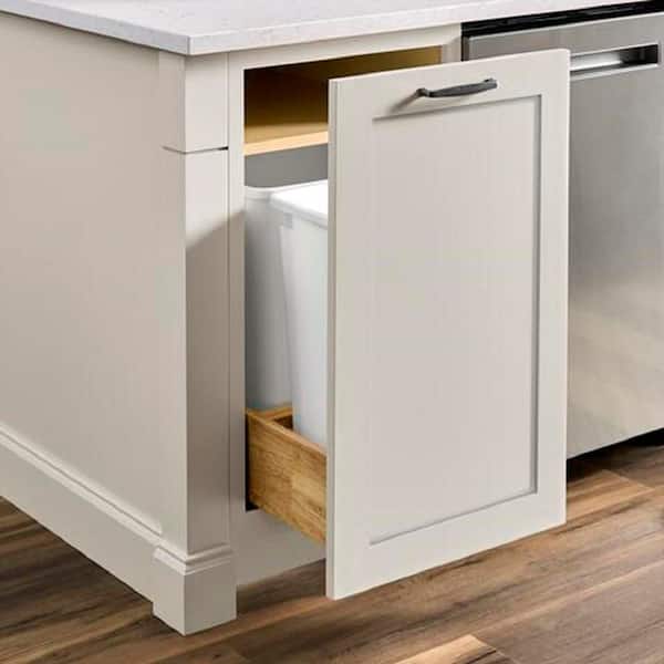 Avondale 18in W x 24 in D x 34.5 in H Ready to Assemble Plywood Shaker Double Trash Can Kitchen Cabinet in Antique White