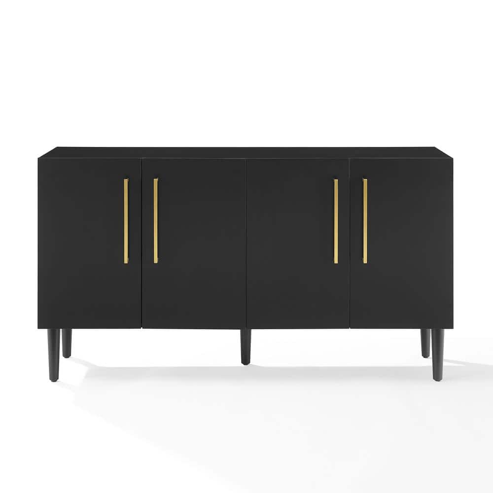 Everett Matte Black Mid-Century Sideboard with Tapered Legs