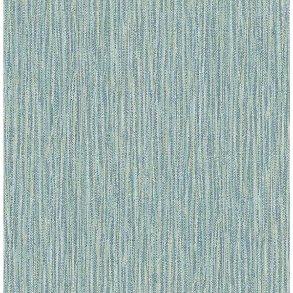 A-Street Prints Raffia Thames Aqua Faux Grasscloth Aqua Wallpaper Sample