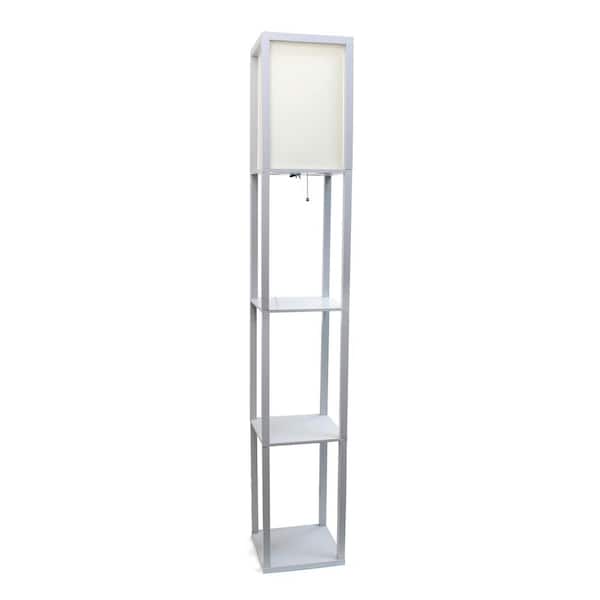 Lalia Home 62 .75 in. Gray Column Shelf Lamp with Linen Shade