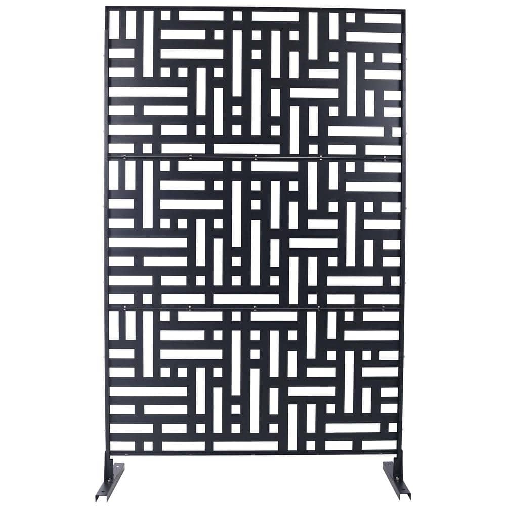 76 in. H x 48 in. W Steel Garden Fence Freestanding Outdoor Privacy Screen in Black price history on PriceWatchPro