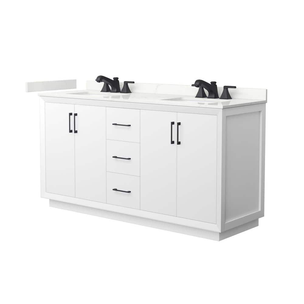 Strada 66 in. W x 22 in. D x 35 in. H Double Bath Vanity in White with Giotto Quartz Top price history on PriceWatchPro