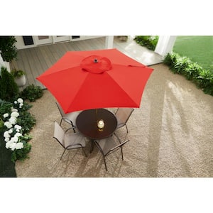 7.5 ft. Steel Market Outdoor Patio Umbrella in Ruby Red