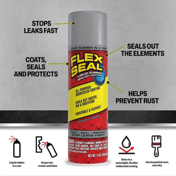 Flex Seal Gray 14 oz. Aerosol Liquid Rubber Sealant Coating Spray Paint