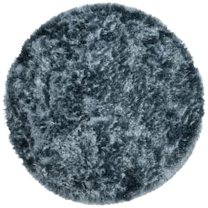 Ocean Shag Slate 4 ft. x 4 ft. Round Solid Area Rug