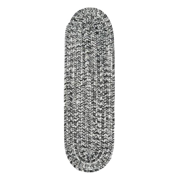 nuLOOM Salt and Pepper Doormat 8 in. x 28 in. Oval Stair Treads Braided Lefebvre Indoor/Outdoor