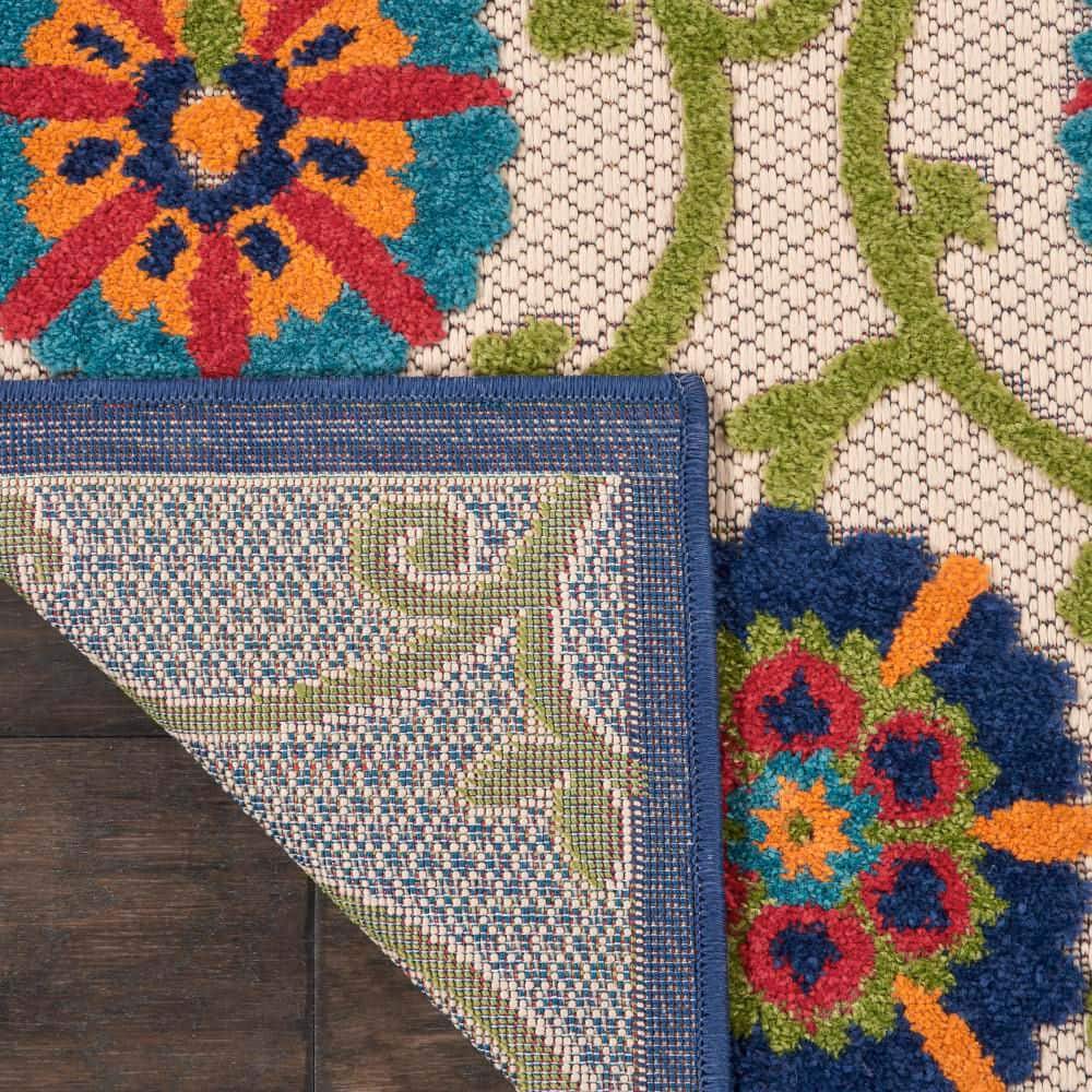 Aloha Blue Multicolor Floral Outdoor Area Rug