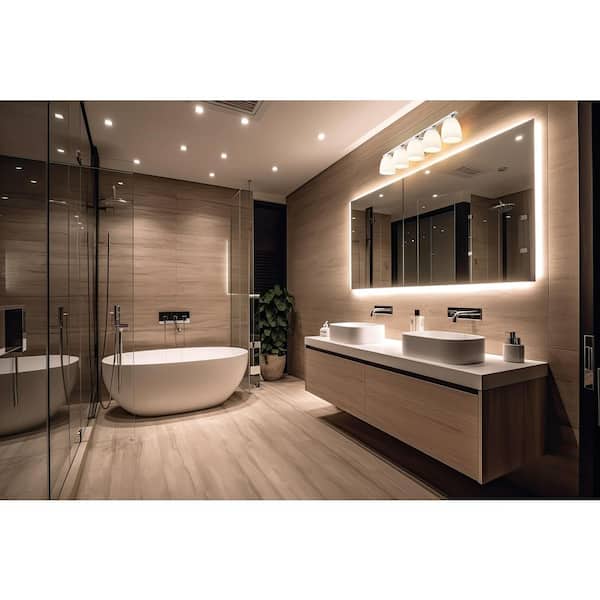 Naya 40 in. 5 Light Chrome Vanity Light with Matte Opal Glass Shade