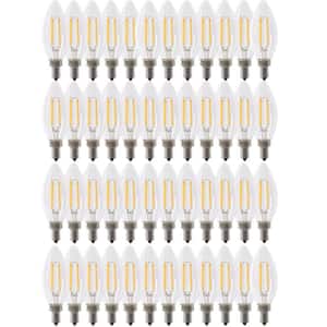 100W Equivalent B10 E12 Candelabra Dimmable CEC Clear Glass Chandelier LED Light Bulb in Bright White 3000K (48-Pack)
