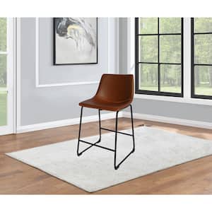 Evelyn 24 in. Bronze Faux Leather High Back Metal Frame Counter Stool with (Set of 2)